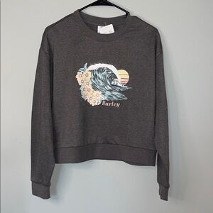 NEW Hurley Gray Crewneck Sweater with Graphic Design